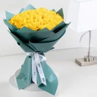 50 Yellow Roses Hand Bouquet