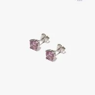 Claw-Set Cubic Zirconia 6mm Pink Earrings
