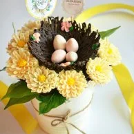 9 Mini Flower Cupcakes & Chocolate Basket By Sweet Celebrationz 