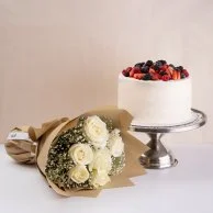  Berry Cake & White Roses Bundle by Sugar Daddy's Bakery