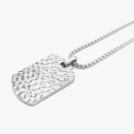 Hammered Tag Necklace Stainless Steel