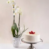  Raspberry Orange Cake & Orchids by Sugar Daddy's Bakery