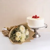  Raspberry Orange Cake & White Roses Bundle by Sugar Daddy's Bakery
