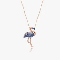 Gold-Plated Swan-shaped Necklace Paved With Blue Zircon Stones by NAFEES