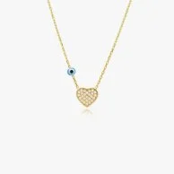 Necklace With a Heart Studded Pendant With Zircon Stones and a Blue Bead Knot by NAFEES