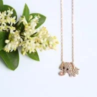 Gold-Plated Elephant Necklace With Zircon Stones - Rose Gold by NAFEES