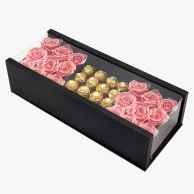 Acrylic Long Pink Roses And Ferrero