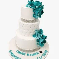 Aquamarine Flowers  3D Birthday Cake