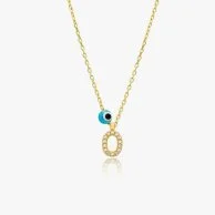 Letter O Necklace With Blue Bead by NAFEES