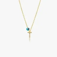 Letter T Necklace With Blue Bead by NAFEES