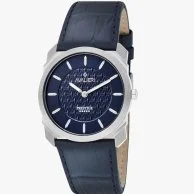 Avalieri Prestige Men's Leather Strap Blue Quartz Watch With Cufflinks Set