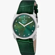 ساعة أفاليري بريستيج للرجال بحزام جلدي أخضر كوارتز