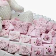 Baby Girl Teddy Crochet Decorated Chocolate Basket By Le Chocolatier