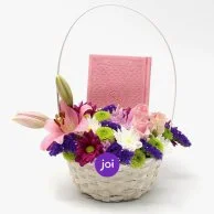 Basket of Flowers with Holy Quran (Pink)
