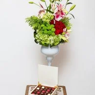 Bateel Truffle Box and Flowers Bundle
