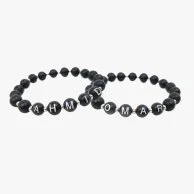 Black Beads with Customizable Name Bracelet by Mecal