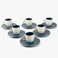أزرق - طقم قهوة تركية لـ 6 أشخاص من هارموني