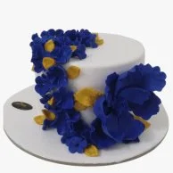 كيك شكل زهور زرقاء ثلاثي الأبعاد