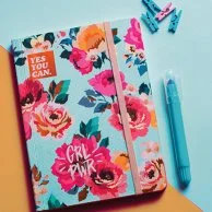Blue Vintage Floral Notebook with Rubber Band A5 Size