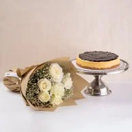 Blueberry Cheesecake & White Roses Bundle by Sugar Daddy's Bakery