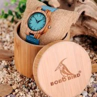 ساعة بوبو بيرد الخشبية -سماوي
