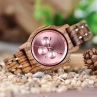 ساعة بوبو بيرد الخشبية -زهري