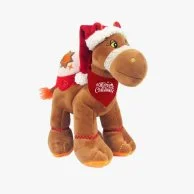 Brown Christmas Camel With Santa Hat And Merry Christmas Bandada 25Cm By Fay Lawson