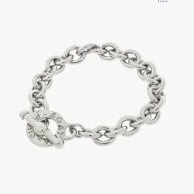 Cable Silver Chain Bracelet Toggle Cz