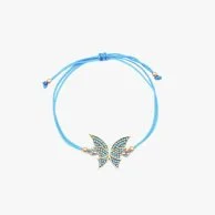 Celestial Butterfly Wings Fabric Chain Bracelet Encrusted with Genuine Zirconi by Nafees