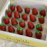 Christmas Strawberry Shaped Marzipan by Chez Hilda Patisserie