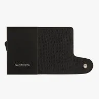 سيكاو- محفظة بطاقات RFID من الجلد الطبيعي من سانثوم باللون الأسود