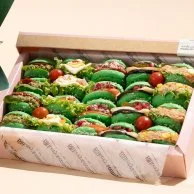 Colorful Carnations Hand Bouquet & National Day Mini Sandwiches by Bakery & Company