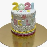 Colorful Hello 2021 Cake