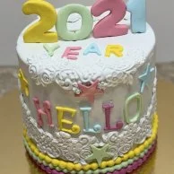 Colorful Hello 2021 Cake