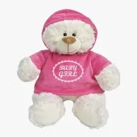 Cream Bear 38cm in Pink Velour Hoodie by Fay Lawson