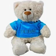 Cream Bear with trendy Blue Velour Hoodie "DUBAI" Size 38cm - Embroidered