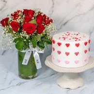 مجموعة كيكة القلب اللطيفة والورد الأحمر من سيكريتس