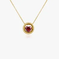 D Heart Red Necklace Gold-Vermeil by FLUORITE