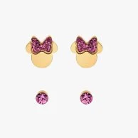 Disney Minnie Mouse with Pink Crystals Bow Earrings