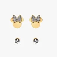 Disney Minnie Mouse with White Crystals Bow Earrings