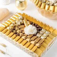 Elegant Gold Rectangular Acrylic Chocolate Tray by Hazem Shaheen Delights