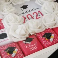 Elegant Graduation Chocolate Gift With Artificial Flowers By Eclat