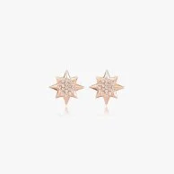Gold-plated Hexagonal Earrings With Clear Stones by Nafees