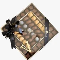 Elegant Mixed Chcolate Box with Acrylic Cover by Victorian (Beige)