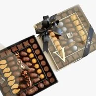 Elegant Mixed Chcolate Box with Acrylic Cover by Victorian (Beige)