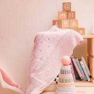 Huge Knitted Blanket in Organic Cotton - Pink - by Elli Junior