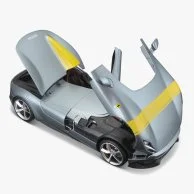 "سيارة فيراري مونزا إس بي 1 فضي مع خطوط صفراء ، نموذج سيارة مصبوب مقاس 1:18 "