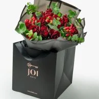 Flowers in a Bag - Black Bag with Red Flowers
