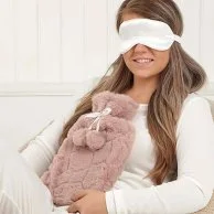 Fur Hot 2L Water Bottle - Pink with Cream Eye Mask By Aroma Home