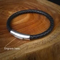 Genuine Braided Black leather Bracelet 2